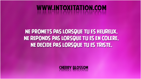 Citation : Ne promets pas lorsque tu es heureux. Ne rponds pas lorsque tu es en colre. Ne dcide pas lorsque tu es triste.