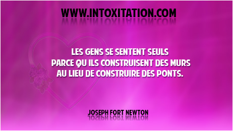 Citation : Les gens se sentent seul parce quils construisent des murs au lieu de construire des ponts.